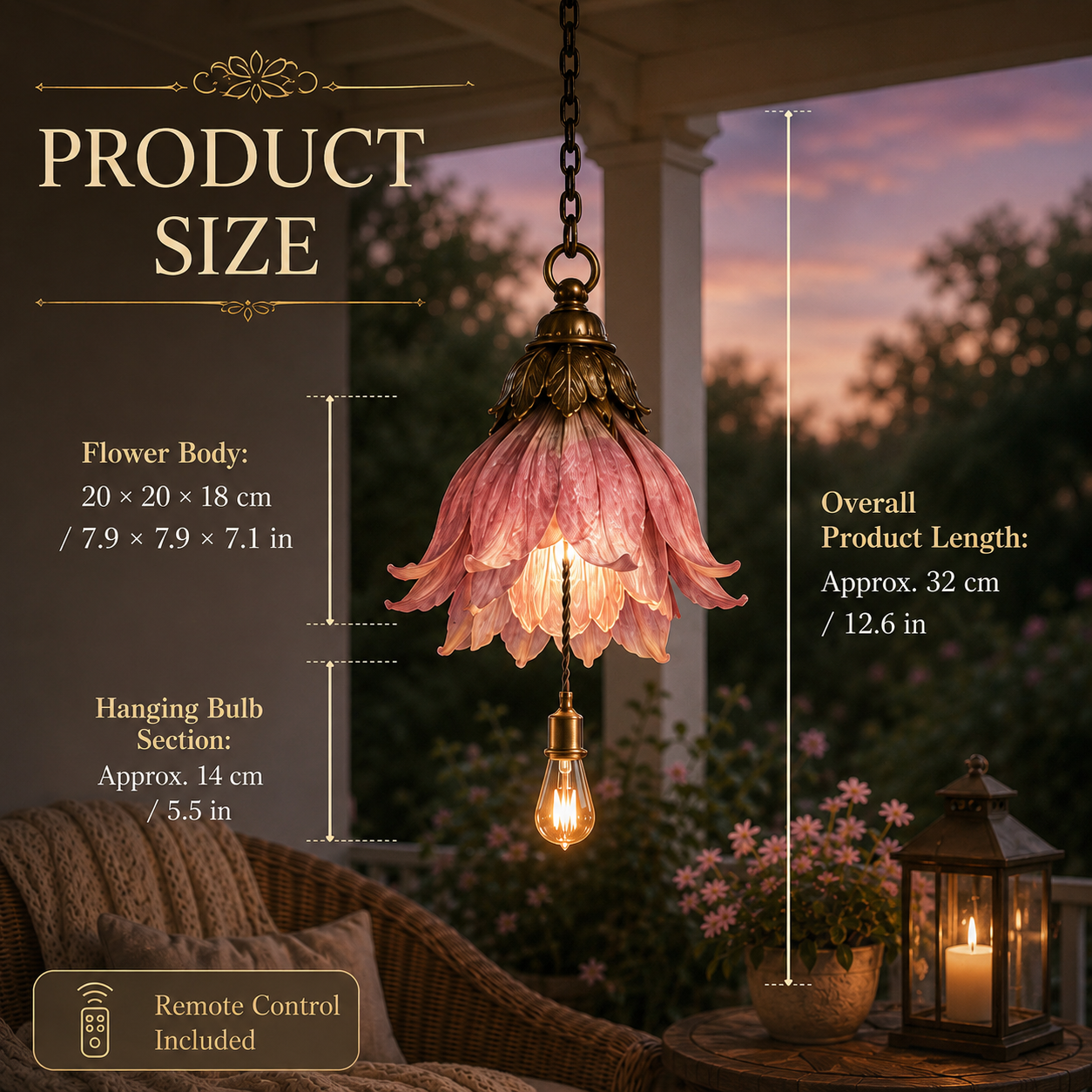 🌸  Vintage Hanging Flower Lights – Dusty Rose, Vintage Wisteria & Antique Ivory Lily | Warm Glow Garden & Patio Decor