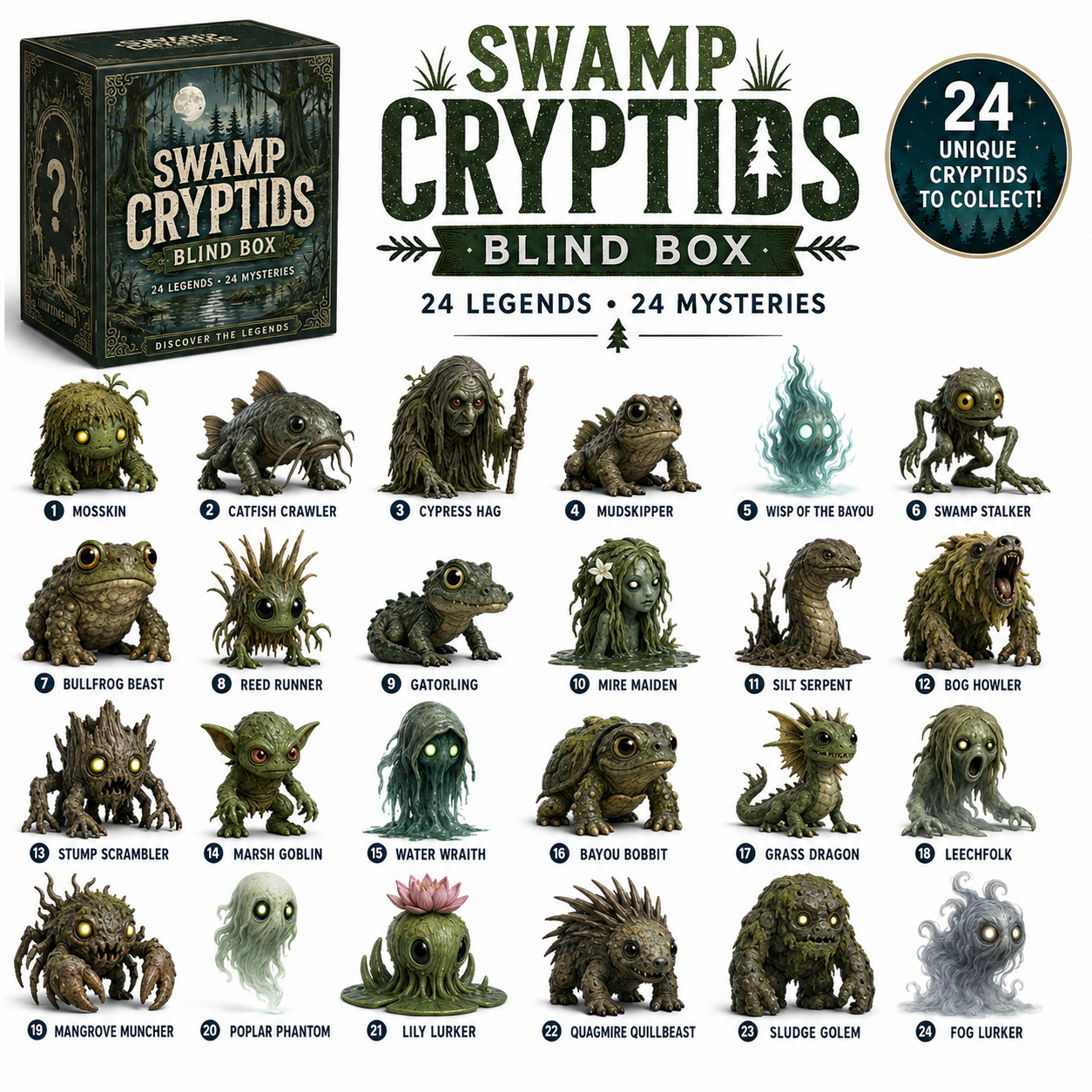 👁️North American Cryptids Blind Box – Complete 24-Piece Collection👹