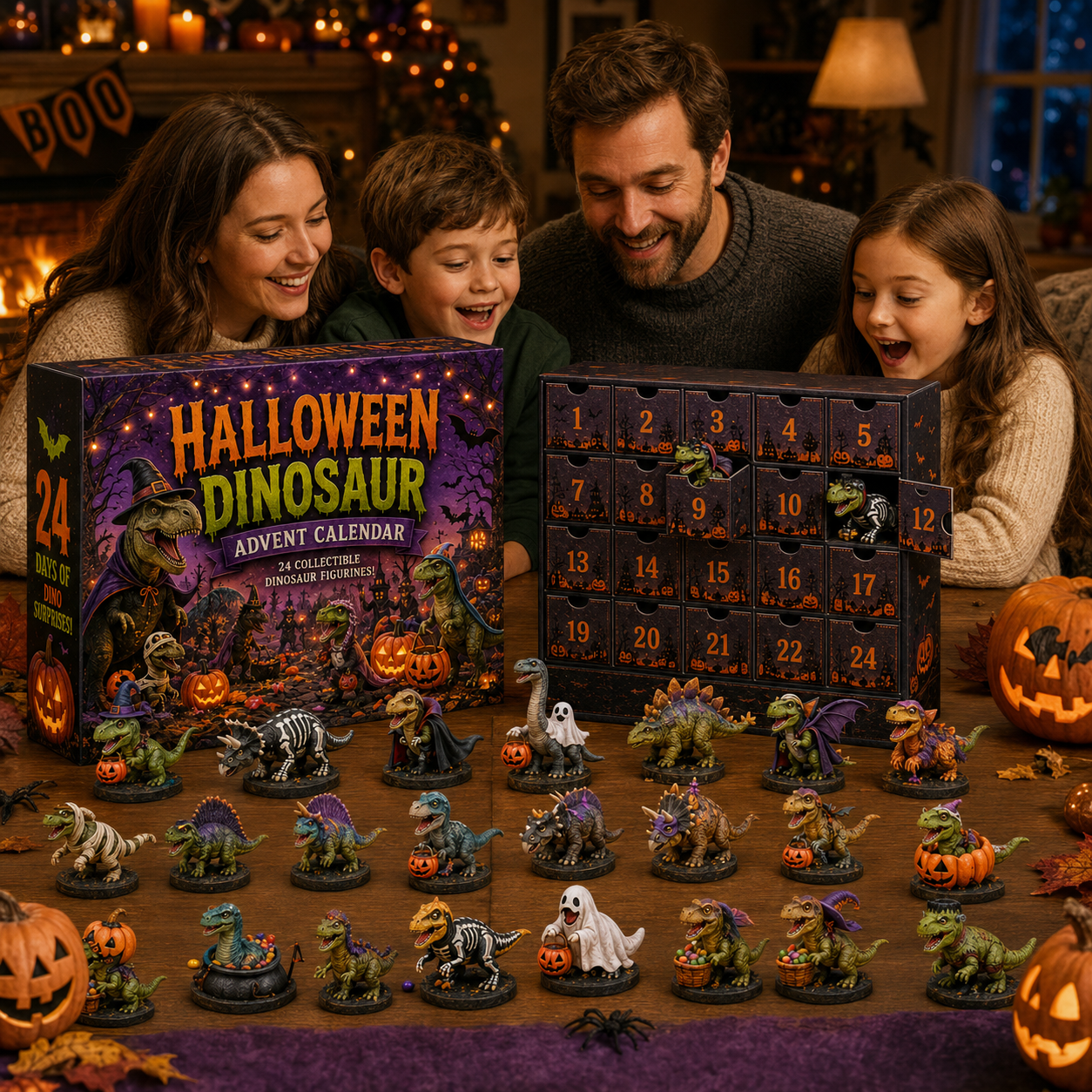 🎃🦖 2026 Halloween Dinosaur Advent Calendar – 24 Spooky Collectible Dino Figurines & Daily Surprises
