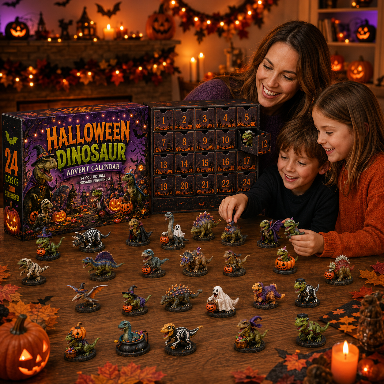 🎃🦖 2026 Halloween Dinosaur Advent Calendar – 24 Spooky Collectible Dino Figurines & Daily Surprises