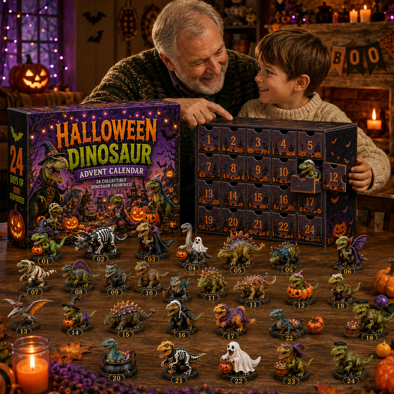 🎃🦖 2026 Halloween Dinosaur Advent Calendar – 24 Spooky Collectible Dino Figurines & Daily Surprises