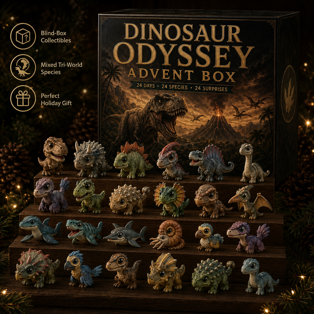 🦖Dinosaur Advent Calendar, 24‑Day Christmas Countdown Calendar