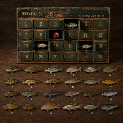 24-Day Fishing Advent Calendar – 24 Unique Fish & Ocean Collectibles 🎣🐟