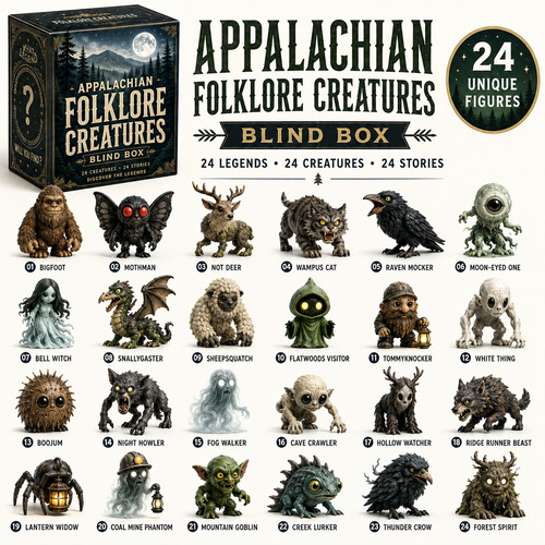 🌲👁️ Appalachian Folklore Creatures Collector Box – 24 Legends, 24 Creatures, 24 Stories