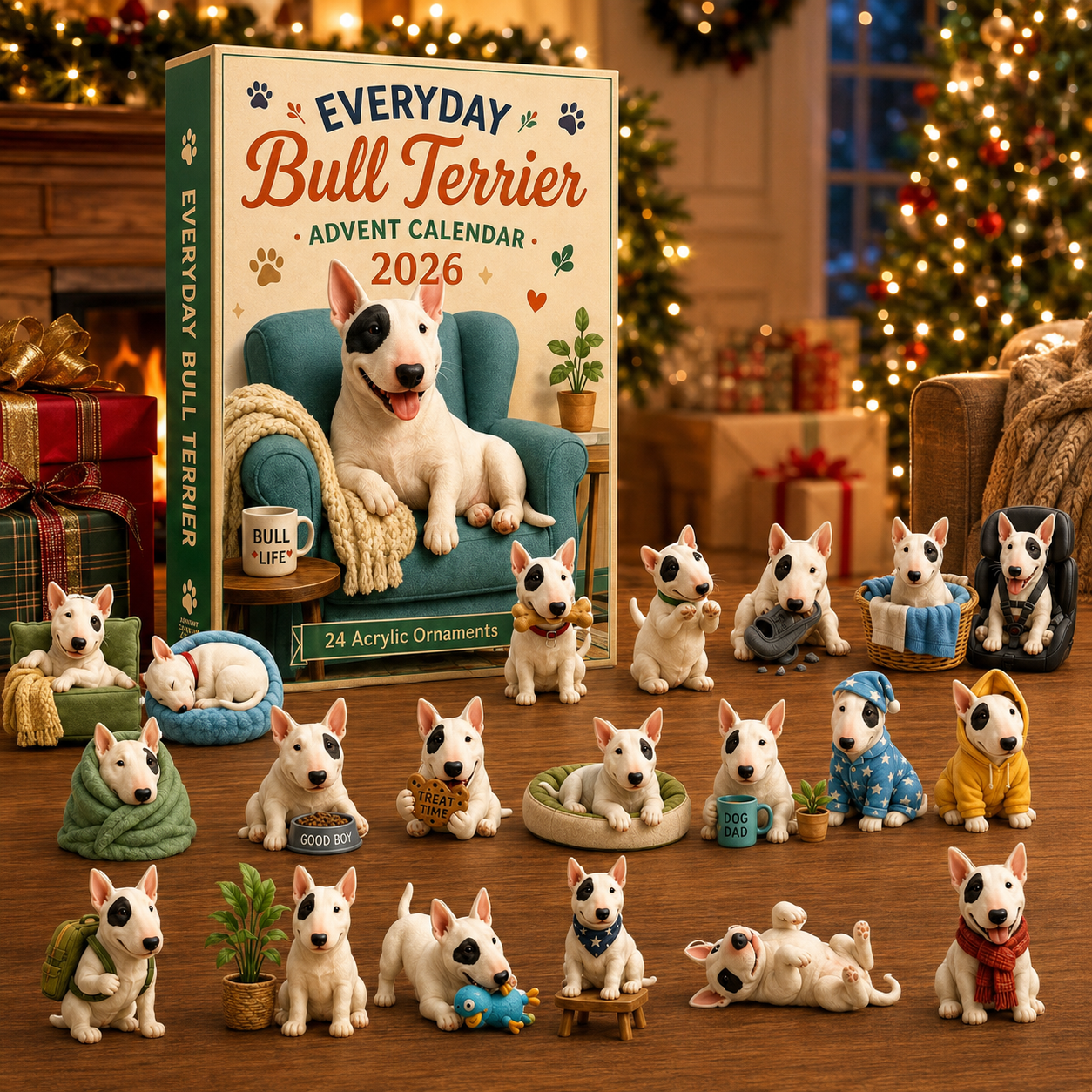 Bull Terrier Christmas countdown display
