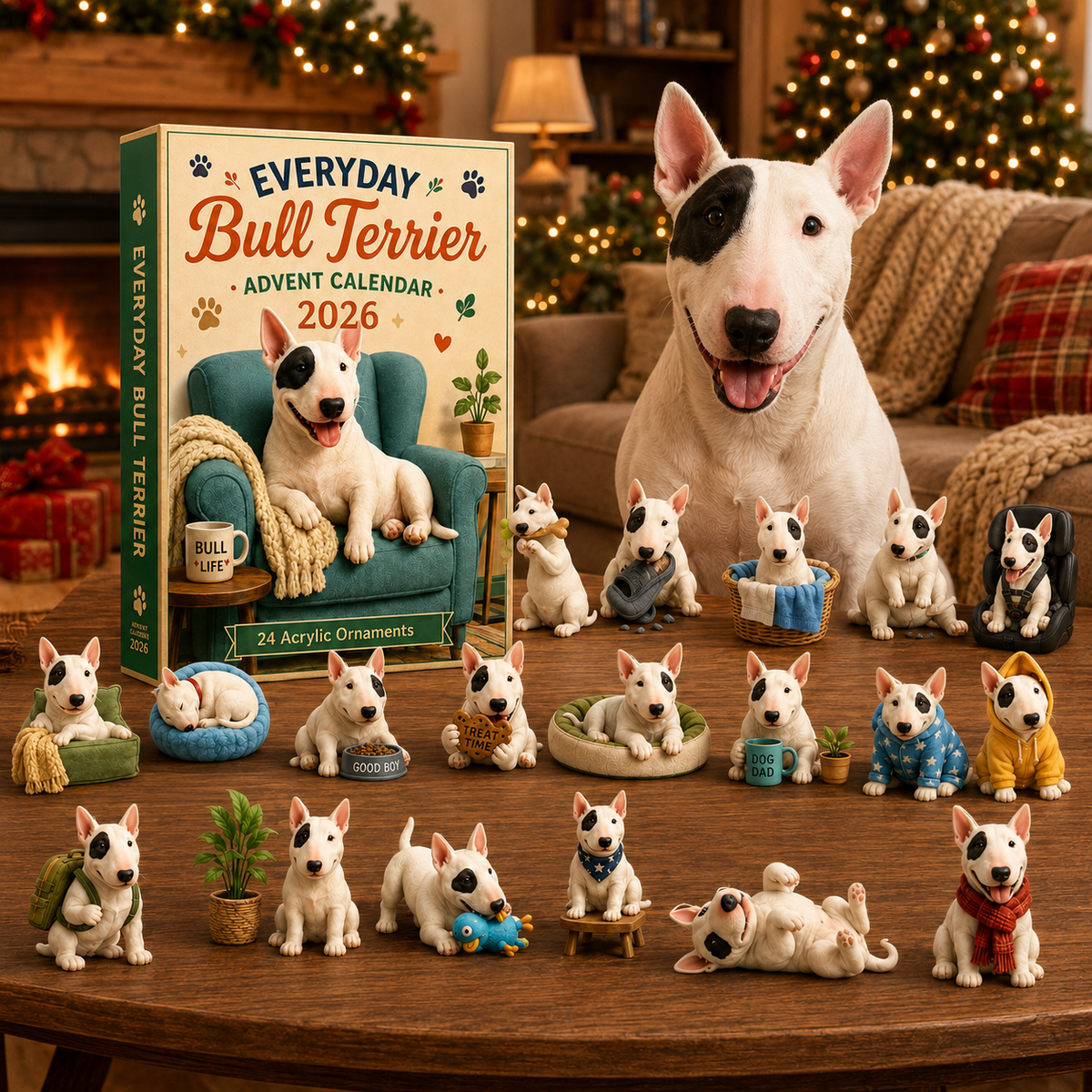 Bull Terrier Christmas advent calendar display