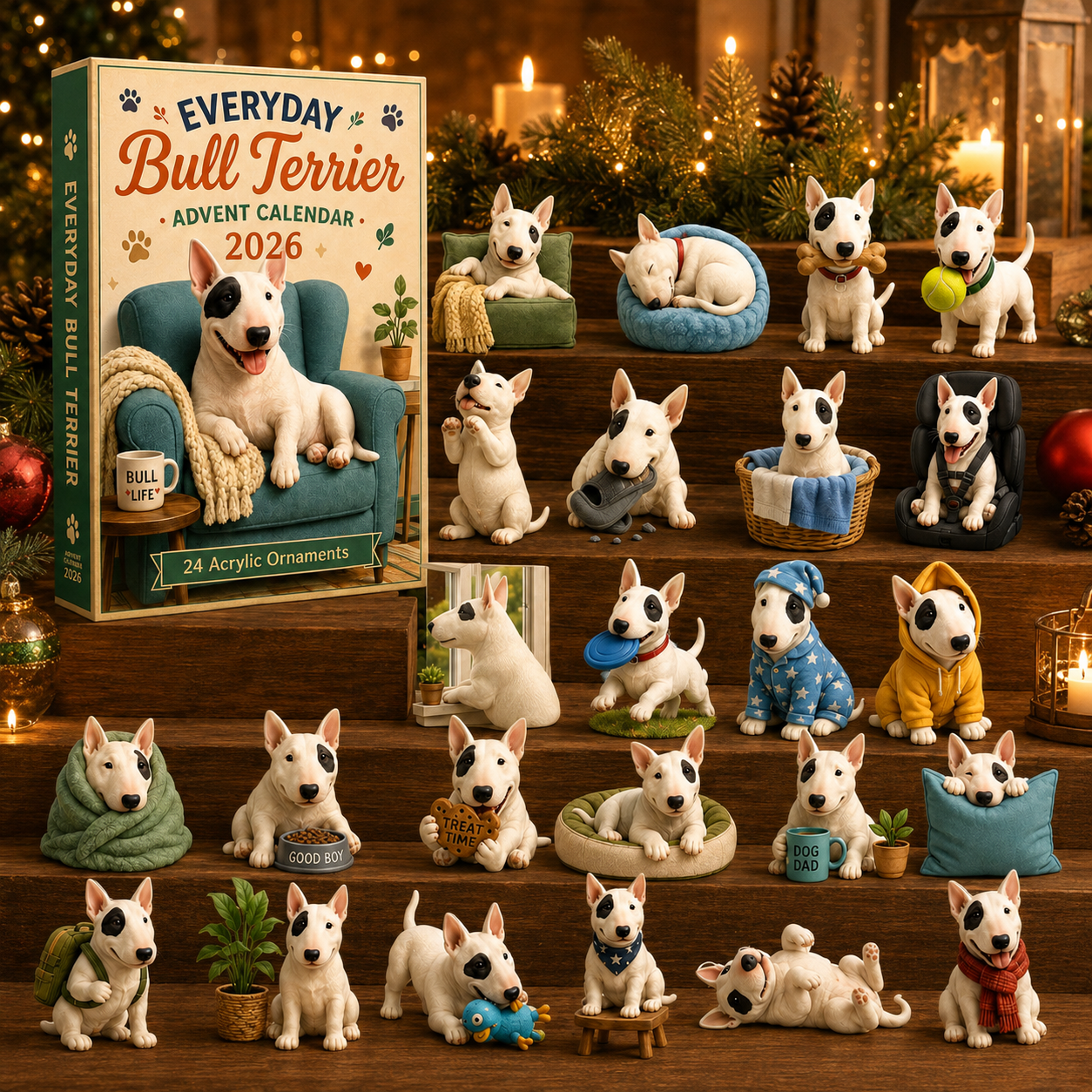 Bull Terrier advent calendar gift display