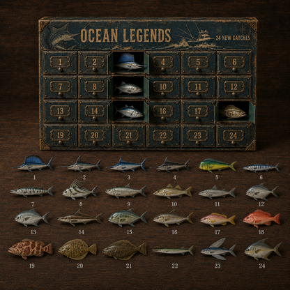 24-Day Fishing Advent Calendar – 24 Unique Fish & Ocean Collectibles 🎣🐟