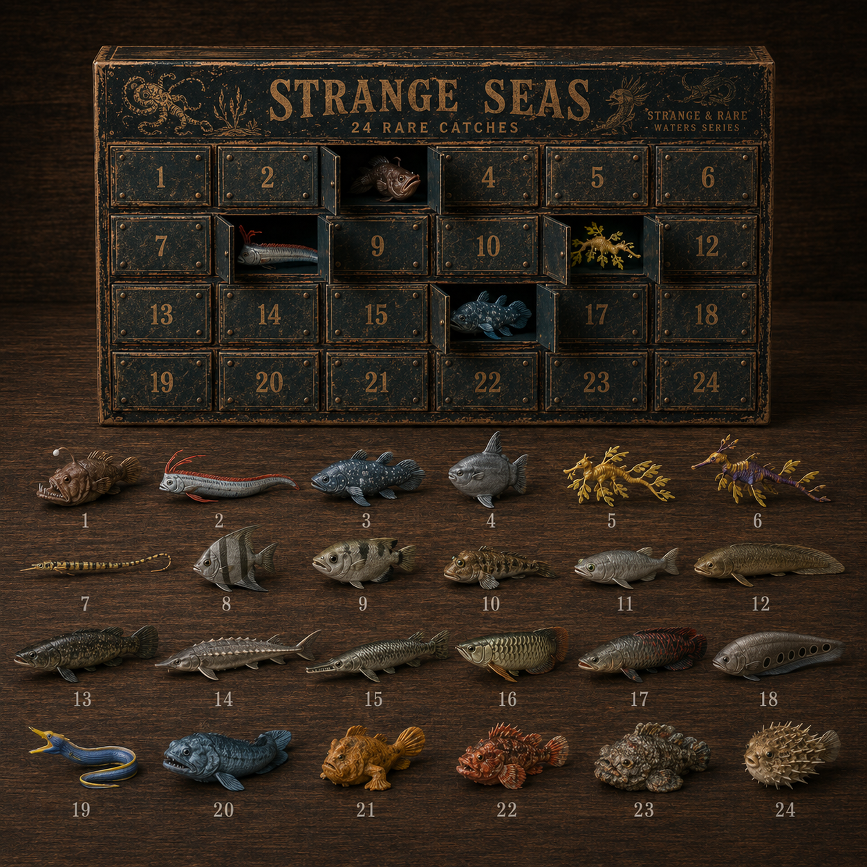 24-Day Fishing Advent Calendar – 24 Unique Fish & Ocean Collectibles 🎣🐟