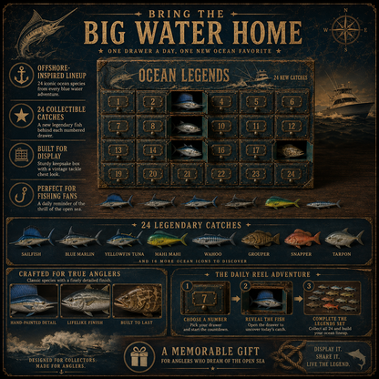 24-Day Fishing Advent Calendar – 24 Unique Fish & Ocean Collectibles 🎣🐟