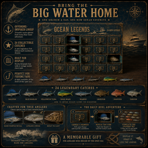 24-Day Fishing Advent Calendar – 24 Unique Fish & Ocean Collectibles 🎣🐟