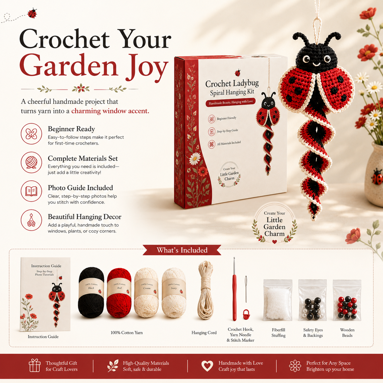 🎁Crochet Spiral Hanging Kit – Beginner-Friendly DIY Garden Animal Decor 🧶🌿