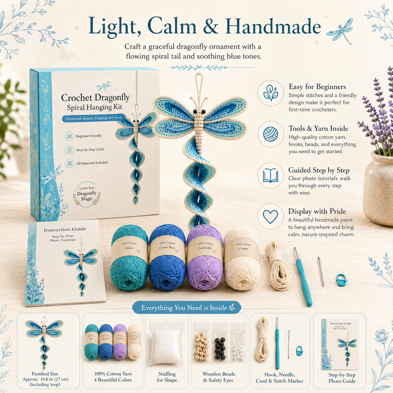 🎁Crochet Spiral Hanging Kit – Beginner-Friendly DIY Garden Animal Decor 🧶🌿