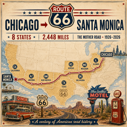 🏁 Route 66 Centennial Collector’s Edition | 24 American Road Legends · 1926–2026