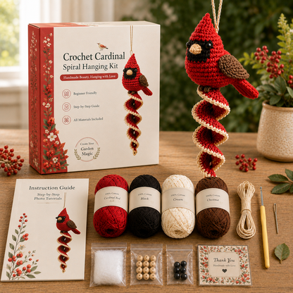 🧶Crochet Spiral Hanging Kit – Beginner-Friendly DIY Garden Animal Decor🌿