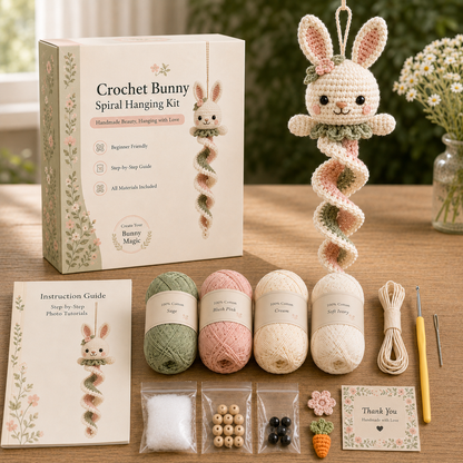 🧶Crochet Spiral Hanging Kit – Beginner-Friendly DIY Garden Animal Decor🌿