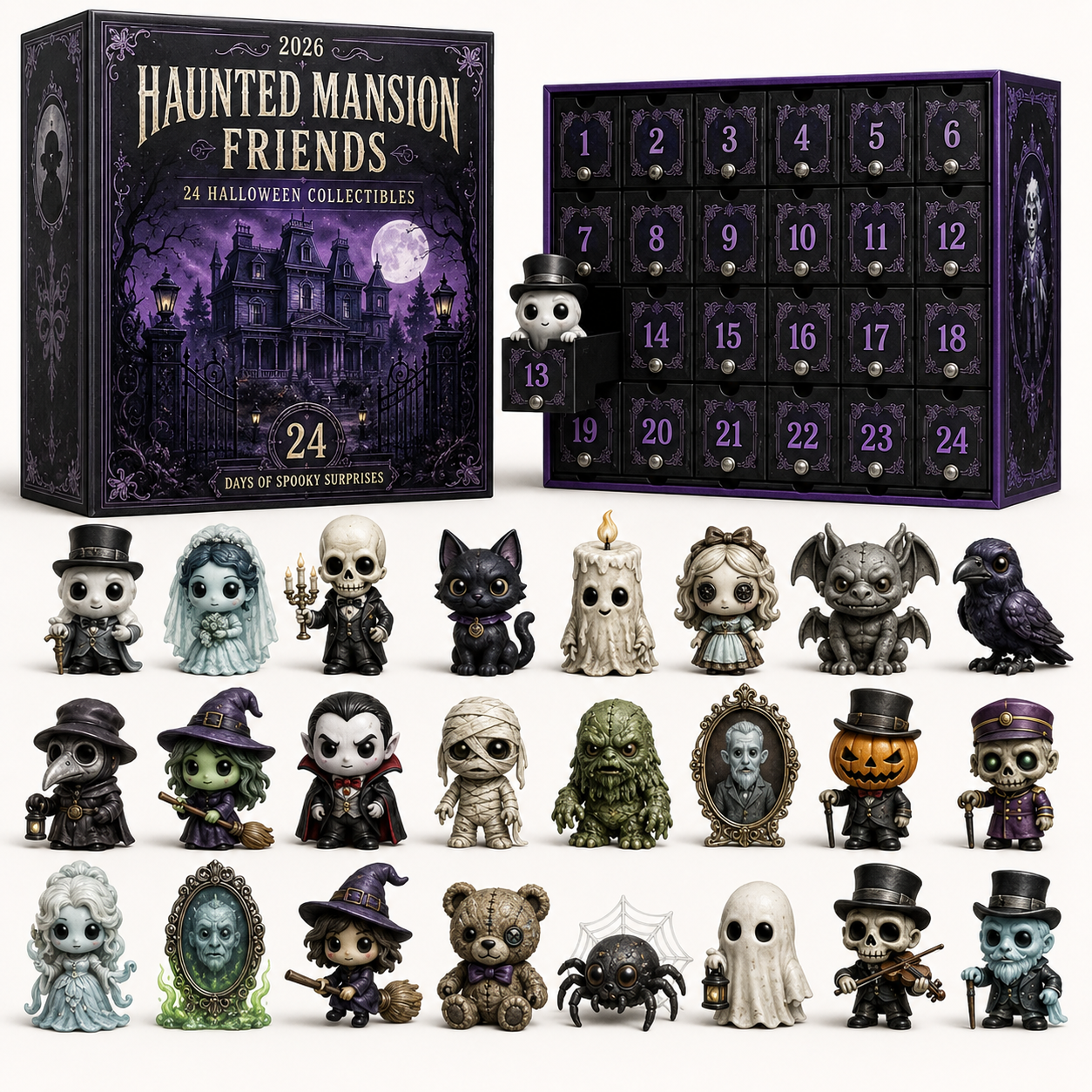 ⏳ Last Day 49% OFF – 💀 2026 Skull Halloween Advent Calendar | 24 Unique Collectible Skull Characters with Vampire, Pirate, Wizard & Monster Designs 🎃