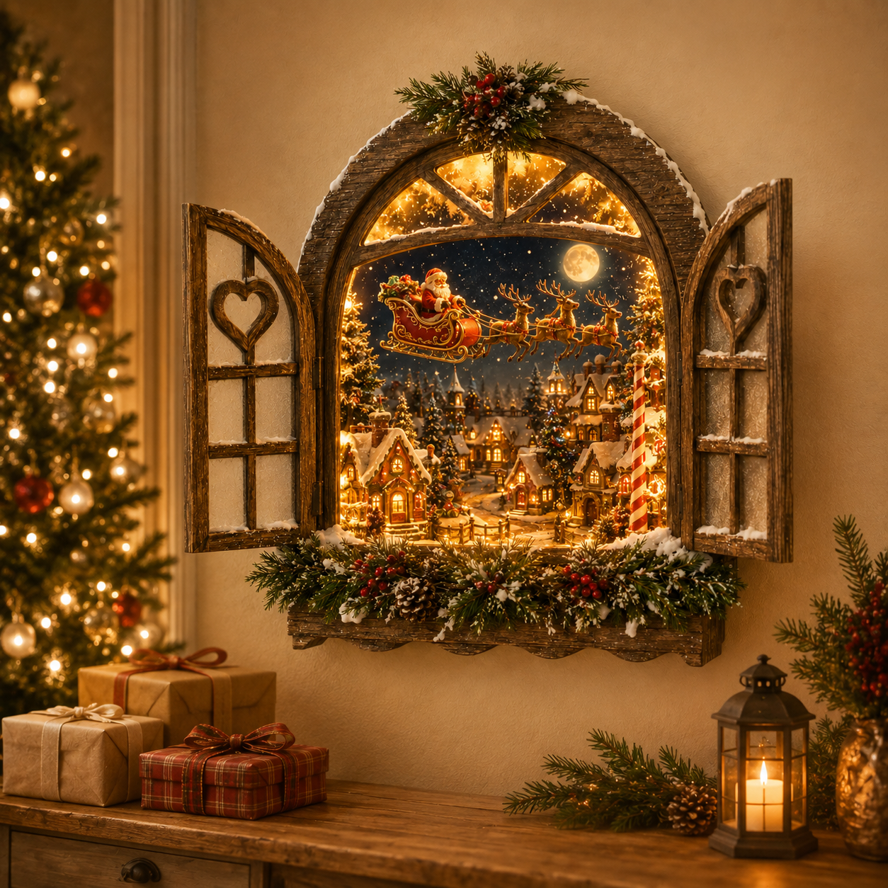 Secret Christmas Windows Collection glowing Christmas wall scene