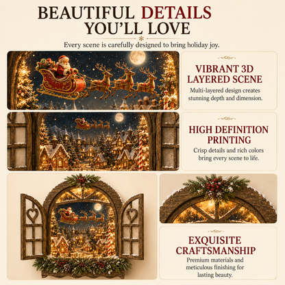 🎄 Secret Christmas Windows Collection – 6 Magical 3D LED Christmas Wall Scenes