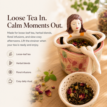 ☕Whimsical Sitting Lady Ceramic Tea Strainer Collection