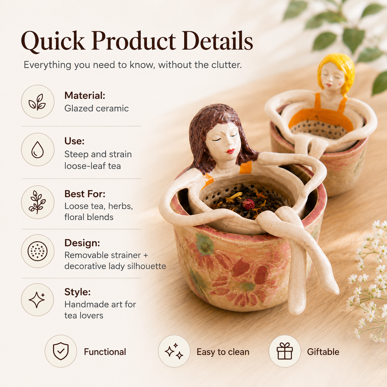 Ceramic Tea Strainer Product Details