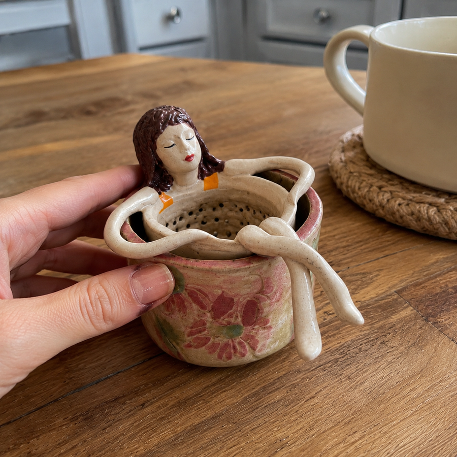 Ceramic Tea Lady Close Up