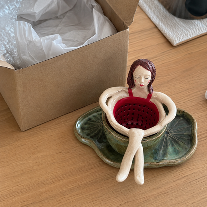 ☕Whimsical Sitting Lady Ceramic Tea Strainer Collection