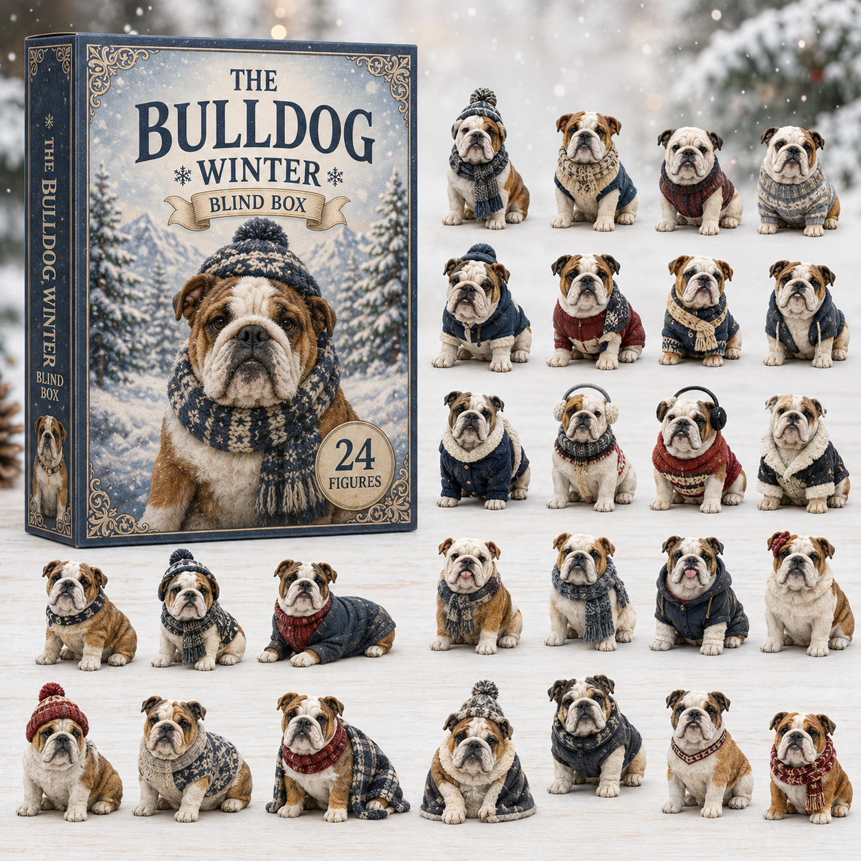 24 Winter Dog Figures Advent Calendar
