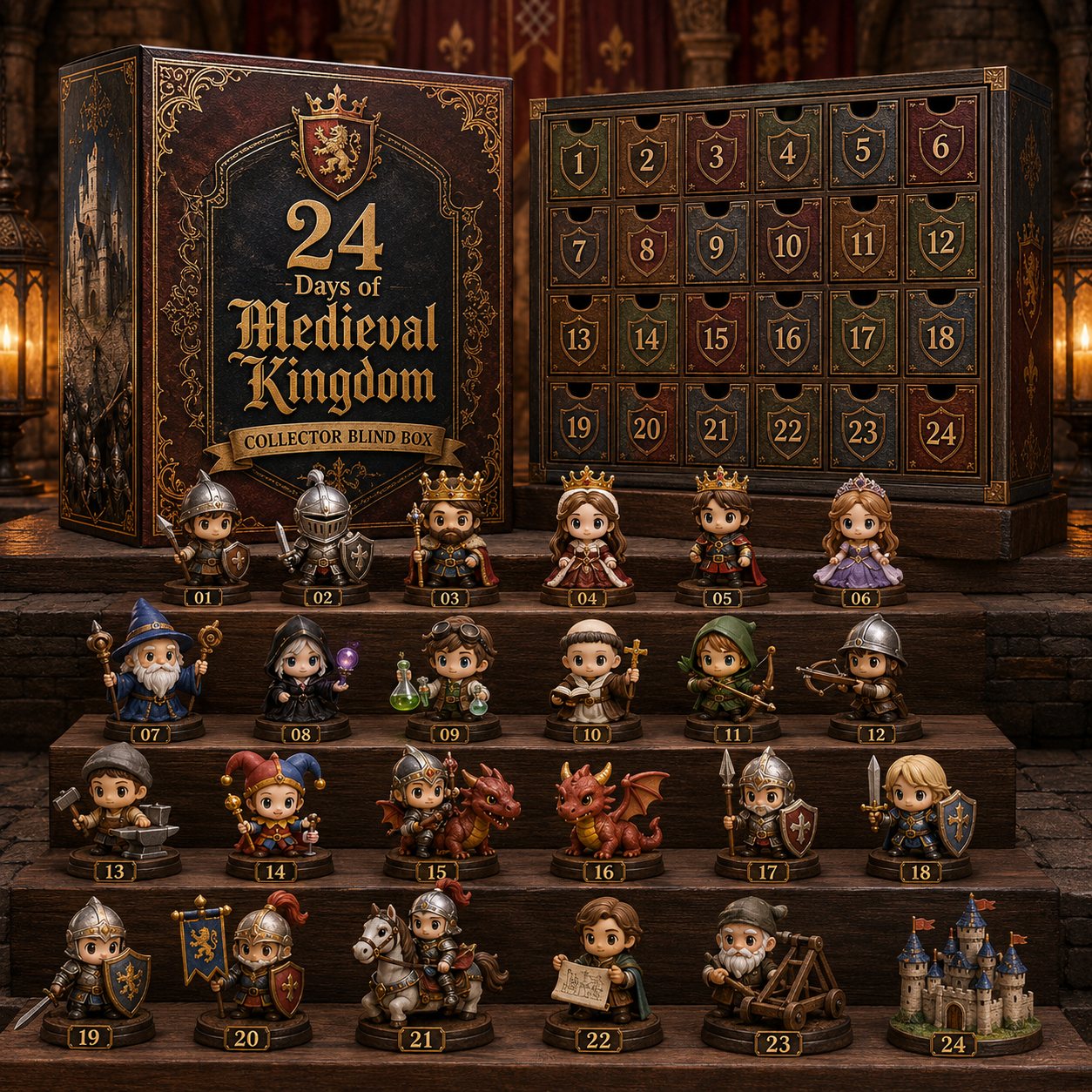 🏰 24 Days of Medieval Kingdom Advent Calendar – Knights, Dragons & Castle Collectibles 🐉⚔️