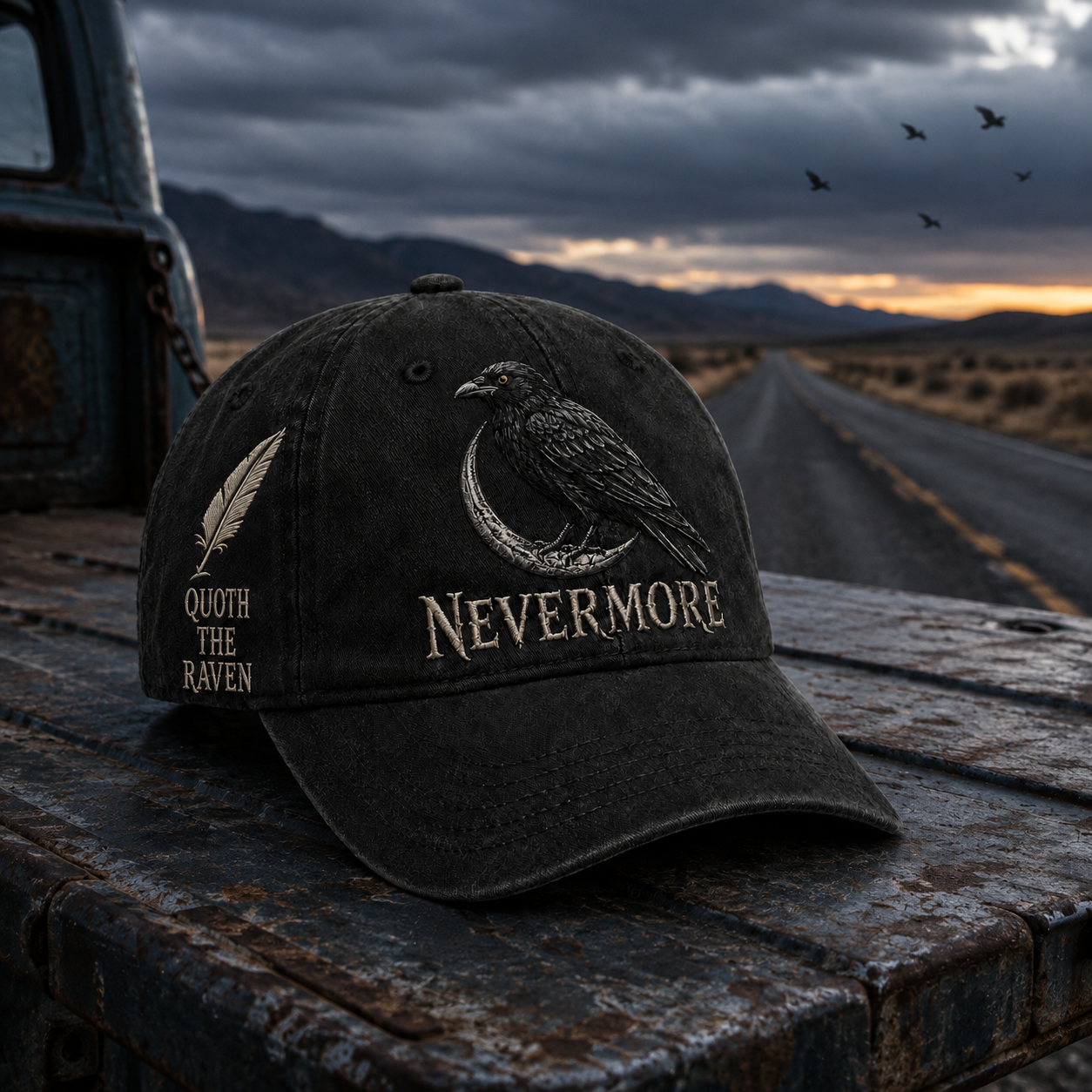 ⬛🐦Nevermore Raven Vintage Cap | Gothic Bird Lover Hat