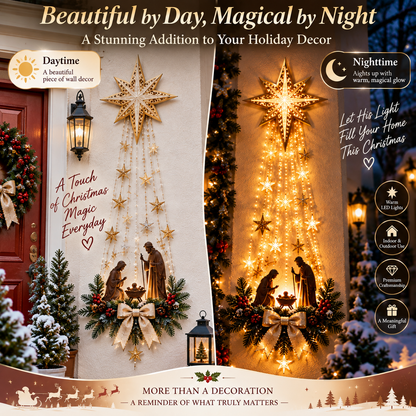 ✨ Bethlehem Guiding Light™ – Lighted Nativity Starfall Christmas Wall Decor ✝️