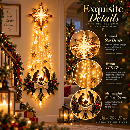✨ Bethlehem Guiding Light™ – Lighted Nativity Starfall Christmas Wall Decor ✝️