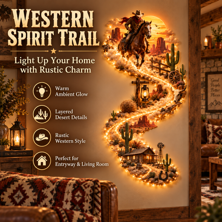🔥 Wild West Spirit Trail™ LED Wall Decor 🌵🐎