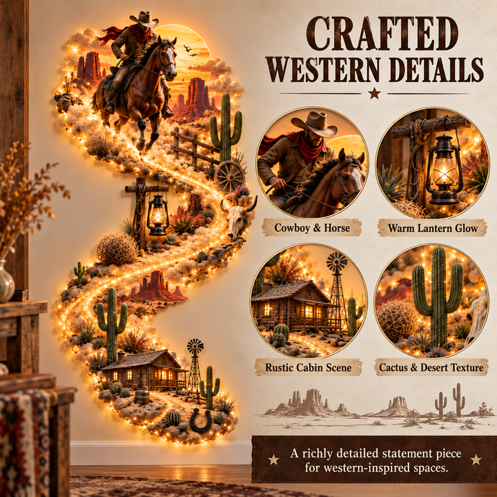 🔥 Wild West Spirit Trail™ LED Wall Decor 🌵🐎
