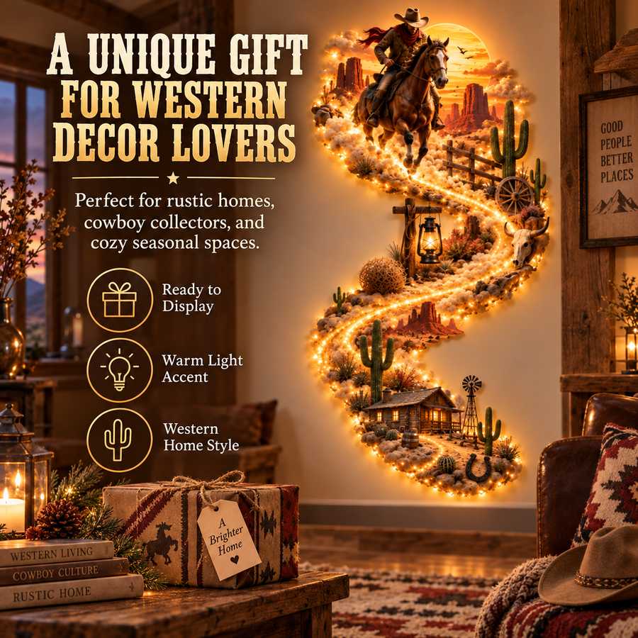 🔥 Wild West Spirit Trail™ LED Wall Decor 🌵🐎