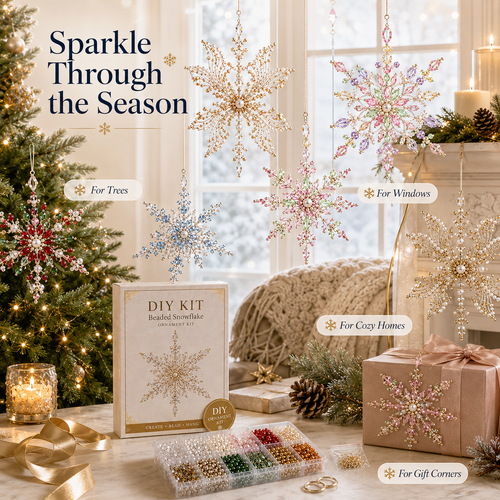 🎁Buy 3Get 1 Free❄️ DIY Crystal Beaded Snowflake Ornament Kit – Christmas Craft Decoration