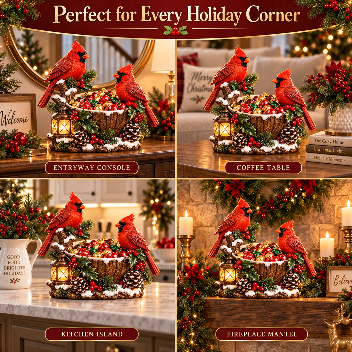 🎄 49% OFF | Lighted Cardinal Treat Bowl – A Cozy Christmas Centerpiece for Home