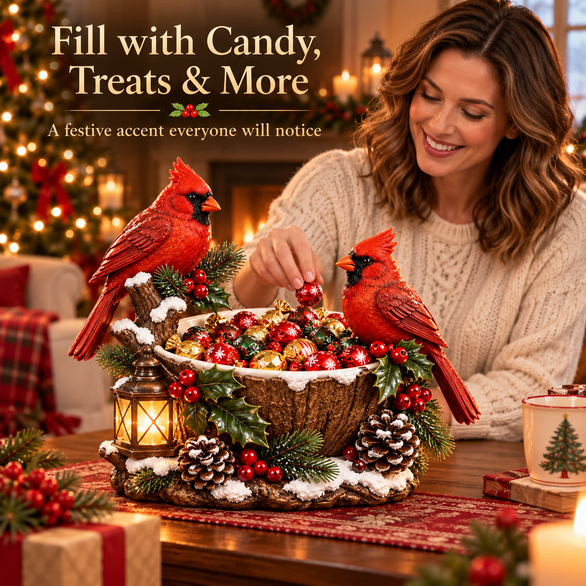 🎄 49% OFF | Lighted Cardinal Treat Bowl – A Cozy Christmas Centerpiece for Home