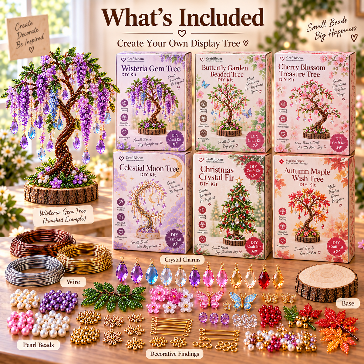 🌳 DIY Beaded Tree Kit – Decorative Bead Craft Collection