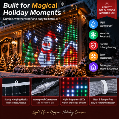 🔥LAST DAY 49% OFF -🎄 Smart Pixel Curtain Lights™ | App-Controlled RGB Holiday Display