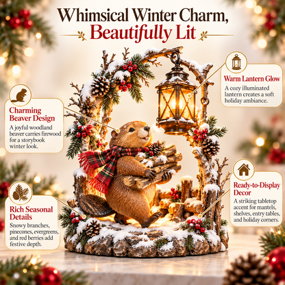 🦫 The Christmas Woodkeeper – Lighted Woodland Beaver Holiday Scene