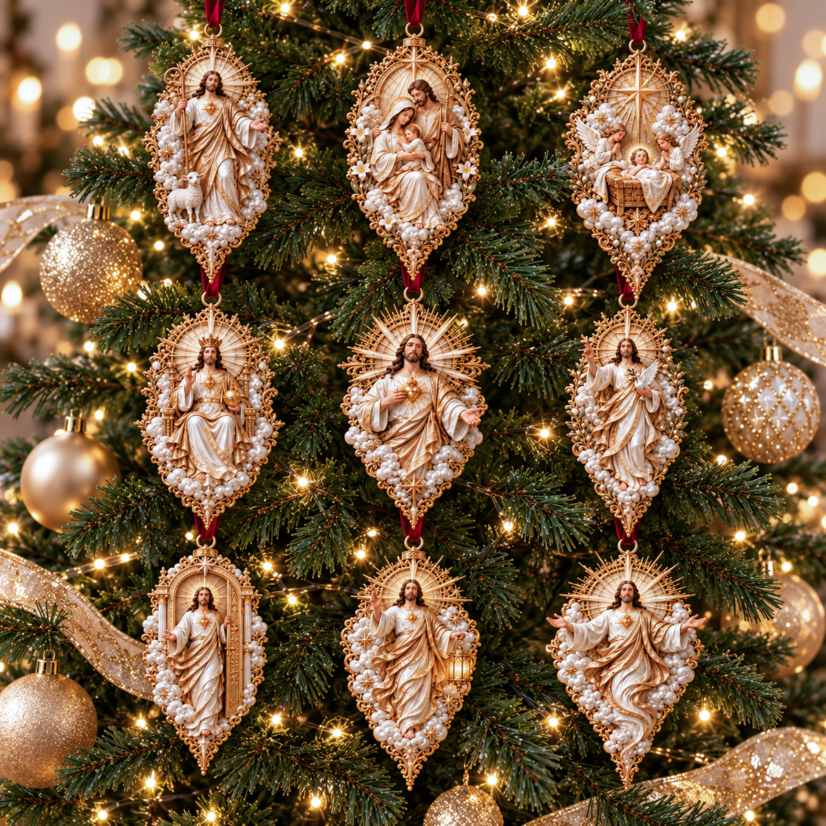 🎄✝️ Jesus Christmas Ornament Collection  – 9 Sacred Faith Keepsakes