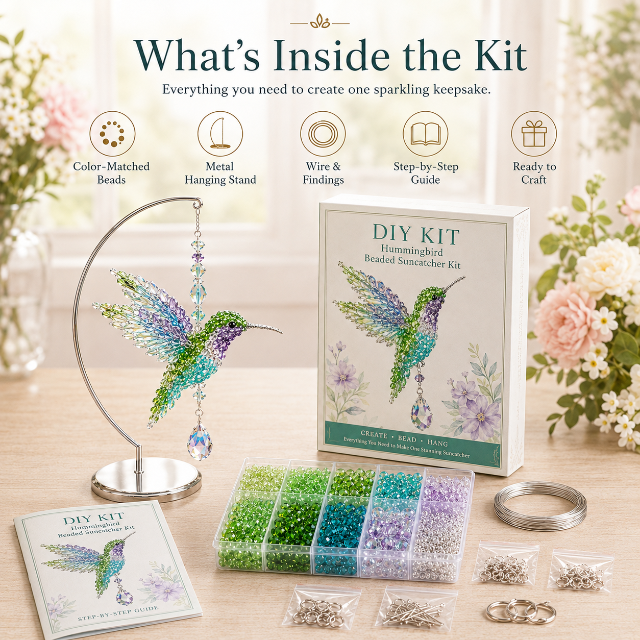 🔥🎁DIY Crystal Beaded Suncatcher Kit – Handmade Ornament Gift for Craft Lovers 🎁