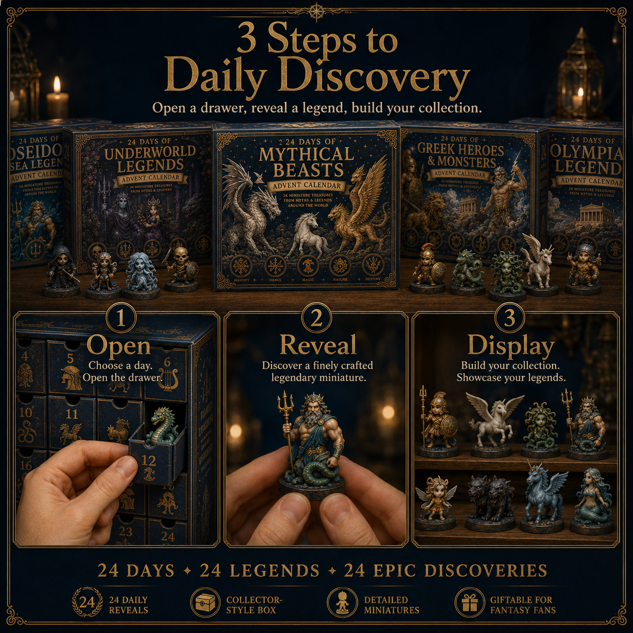 24-Day Greek Mythology Advent Calendar – Gods, Heroes & Mythical Creatures ⚡🏛️
