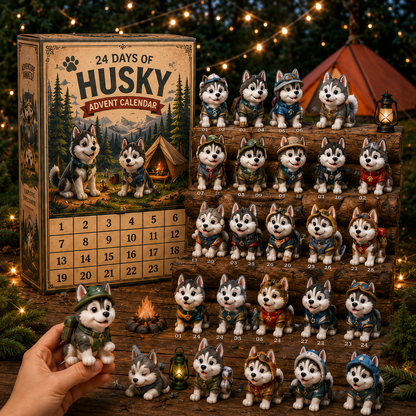 🎄🐕Christmas Gift For Kids – 24 Days Sled Dog Surprise Calendar With Cute Arctic Puppy Collection