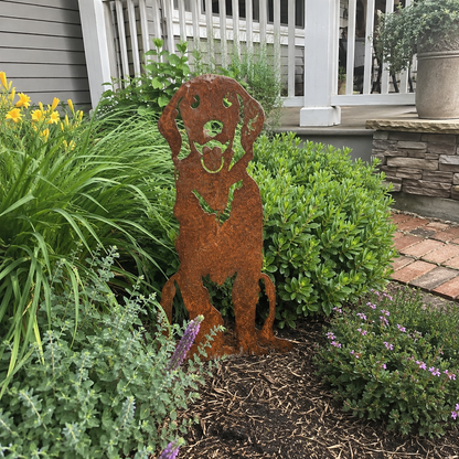 Rustic Metal Dog Garden Silhouette – Weathered Rust Outdoor Dog Yard Decor for Farmhouse Garden & Pet Lovers
