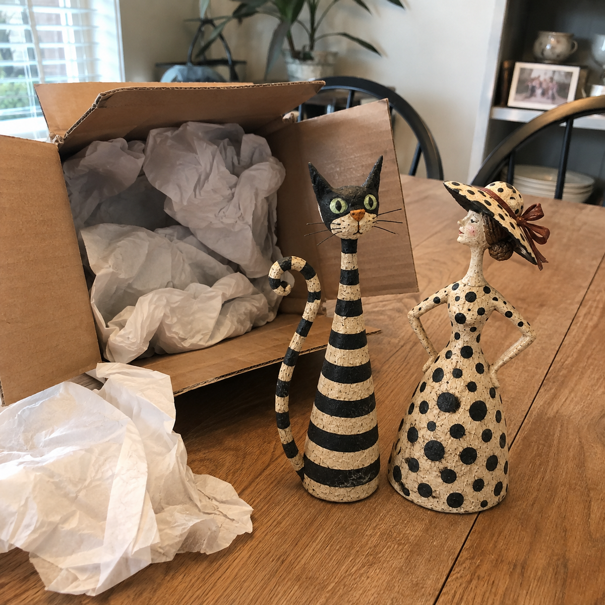 Vintage cat and lady decorative sculpture gift