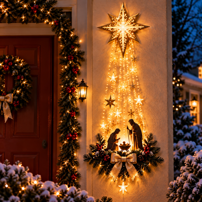 ⏰Limited Stock 50% OFF -  ✝️Sacred Glow – Jesus, Angel & Nativity Lighted Wall Décor