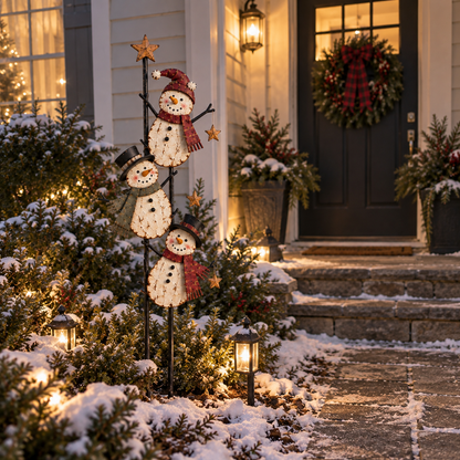 Vintage Climbing Snowman Garden Stake