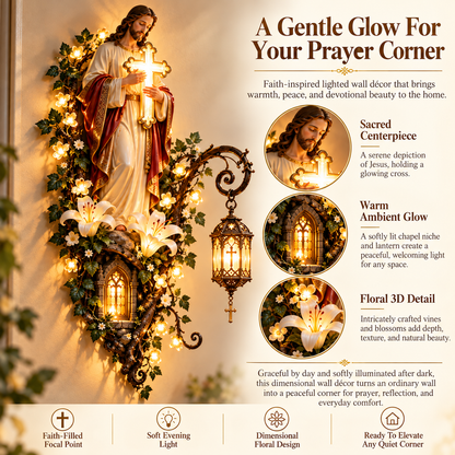 Jesus Lighted Wall Decor – Glowing Cross Christian Home Art ✝️✨